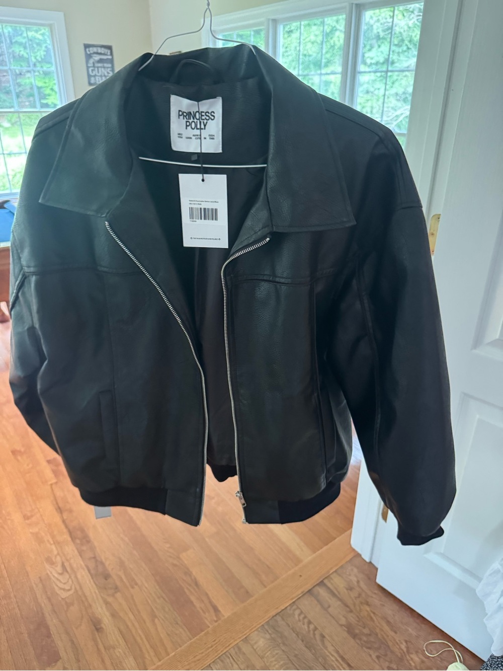 Princess Polly Black Leather Bomber Jacket - New with tags!